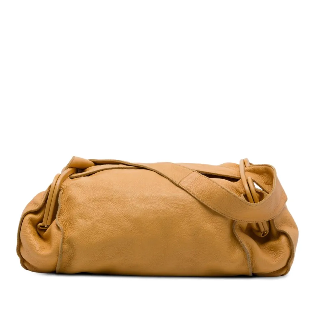 Bottega Veneta Leather Side Pocket Shoulder Bag Brown Leather Very good - Front View