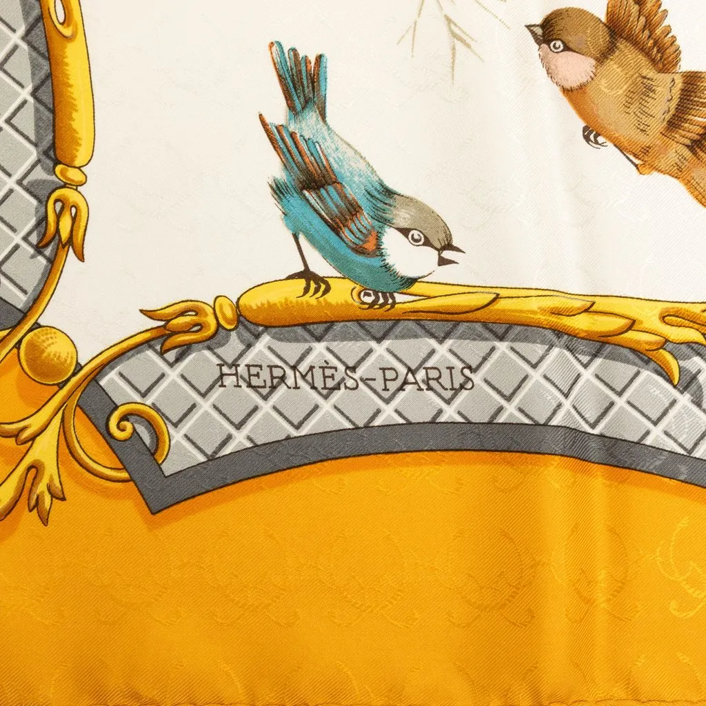 Hermès La Cle Des Champs Carre Silk Scarf 90 Yellow Silk Very good - Inside View