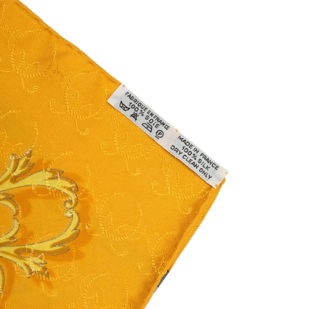 Hermès La Cle Des Champs Carre Silk Scarf 90 Yellow Silk Very good - Model View