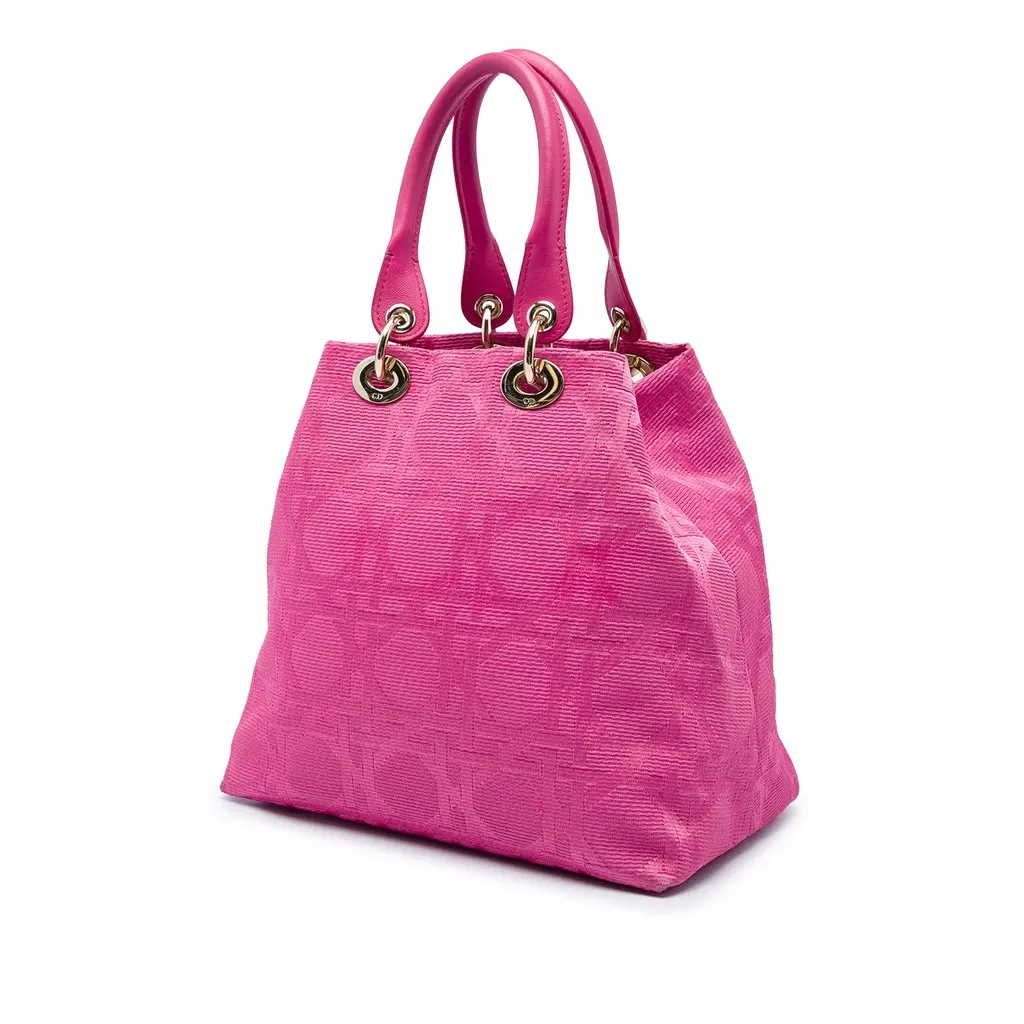 Dior Small Canvas Cannage Lady Dior Soft Shopping Tote Pink Very good - Back View