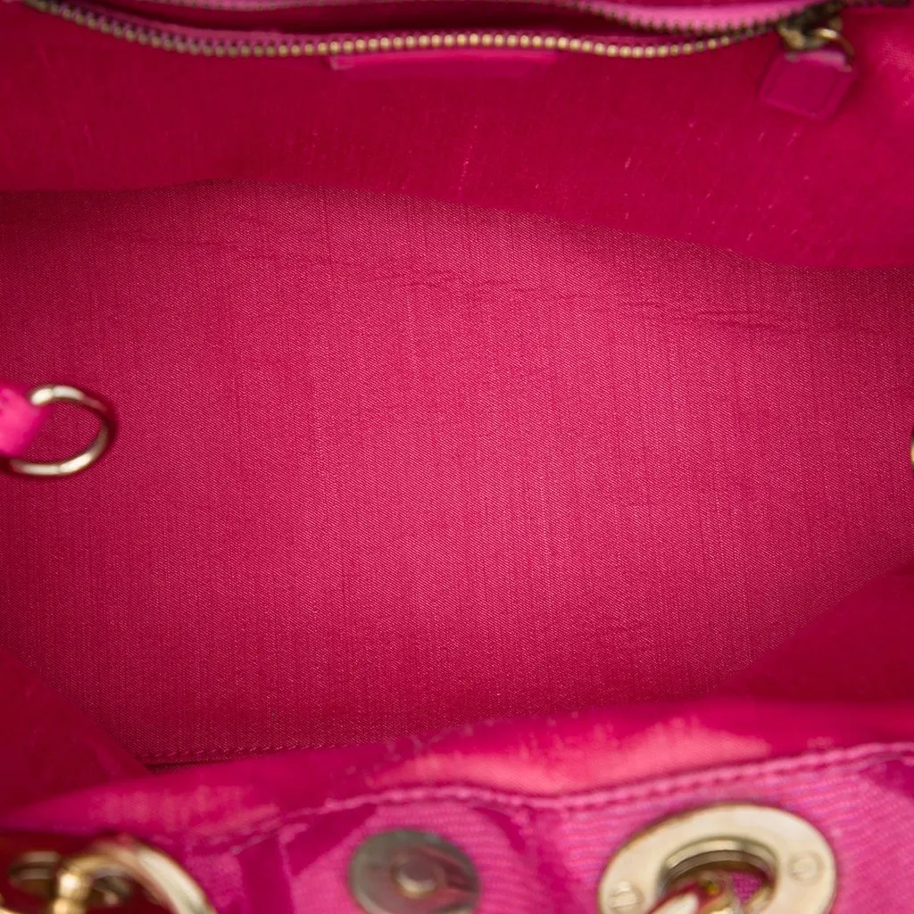 Dior Small Canvas Cannage Lady Dior Soft Shopping Tote Pink Very good - Model View