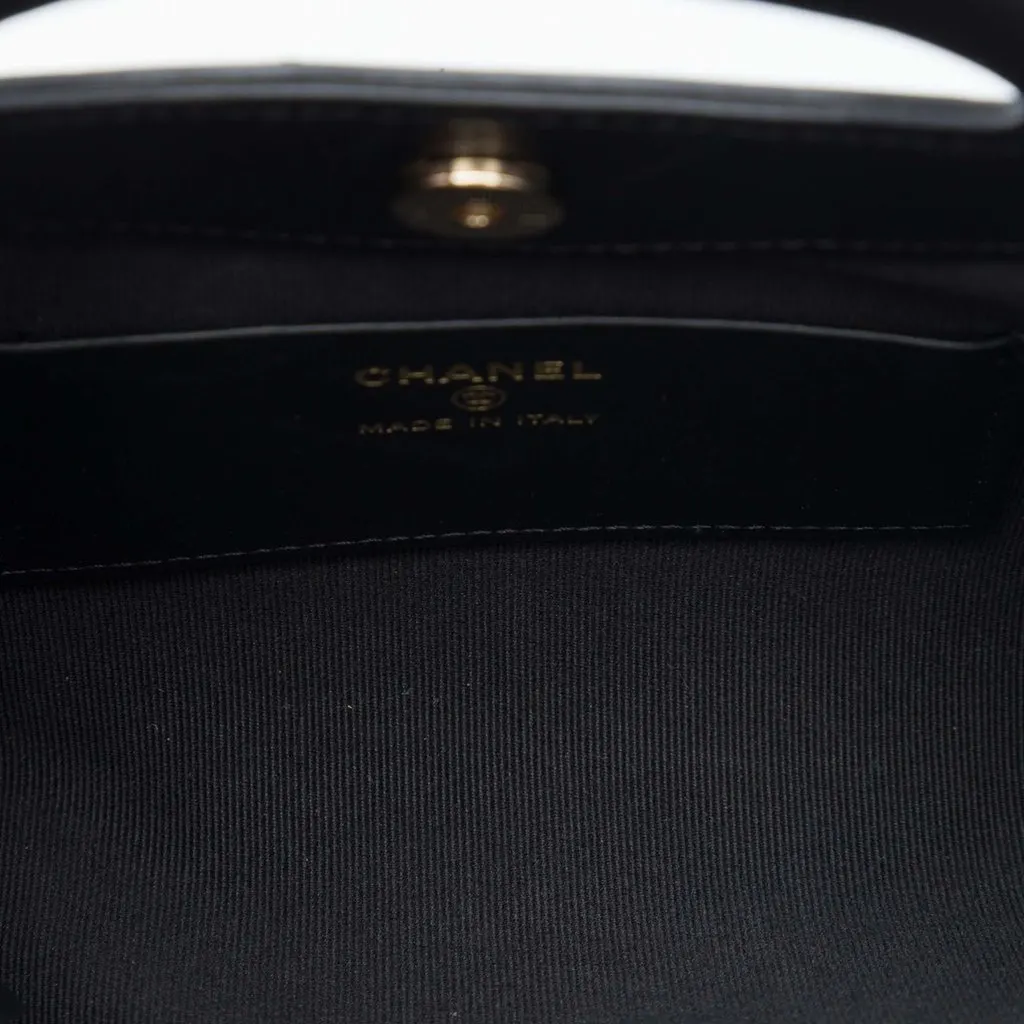 Chanel Nano Quilted Glazed Calfskin 31 Shopping Bag Black Leather Very good - Model View