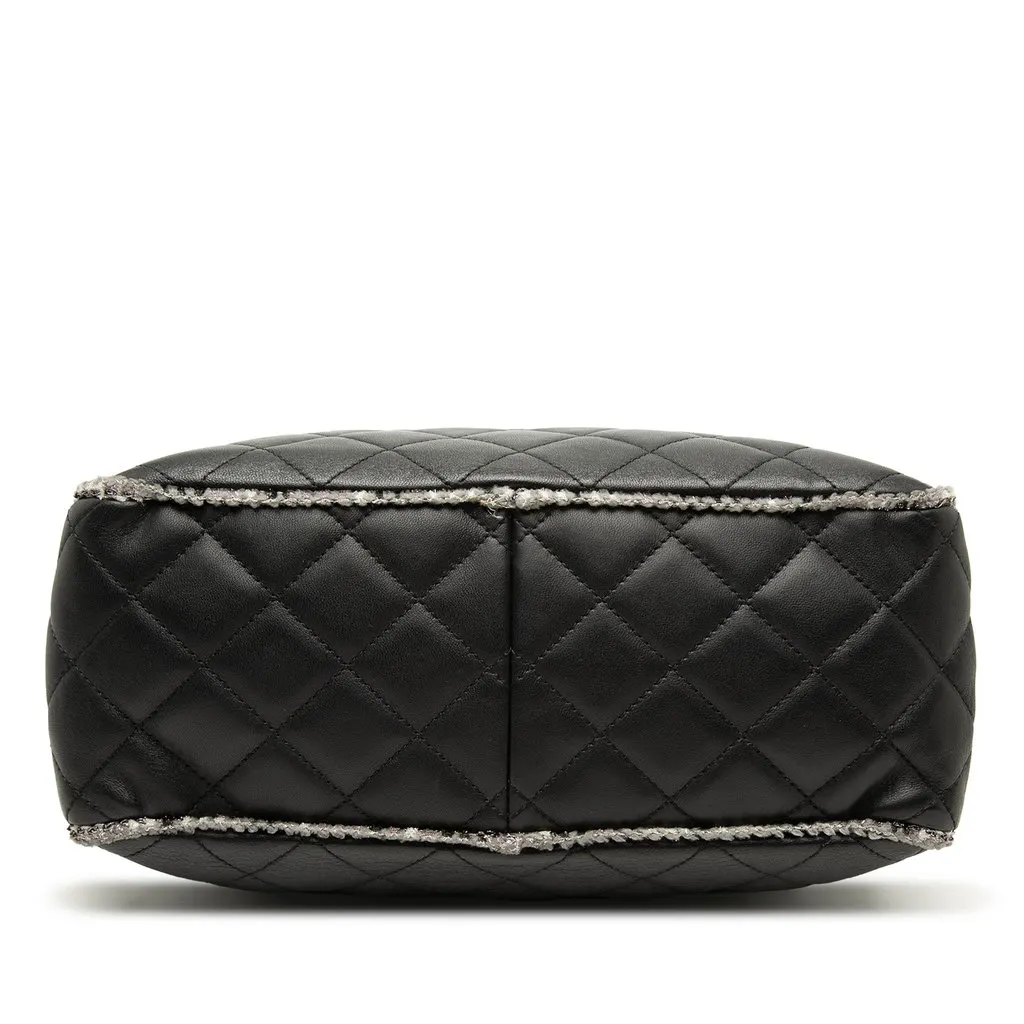 Chanel CC Quilted Lambskin Tweedy Bowler Bag Black Leather Very good - Inside View