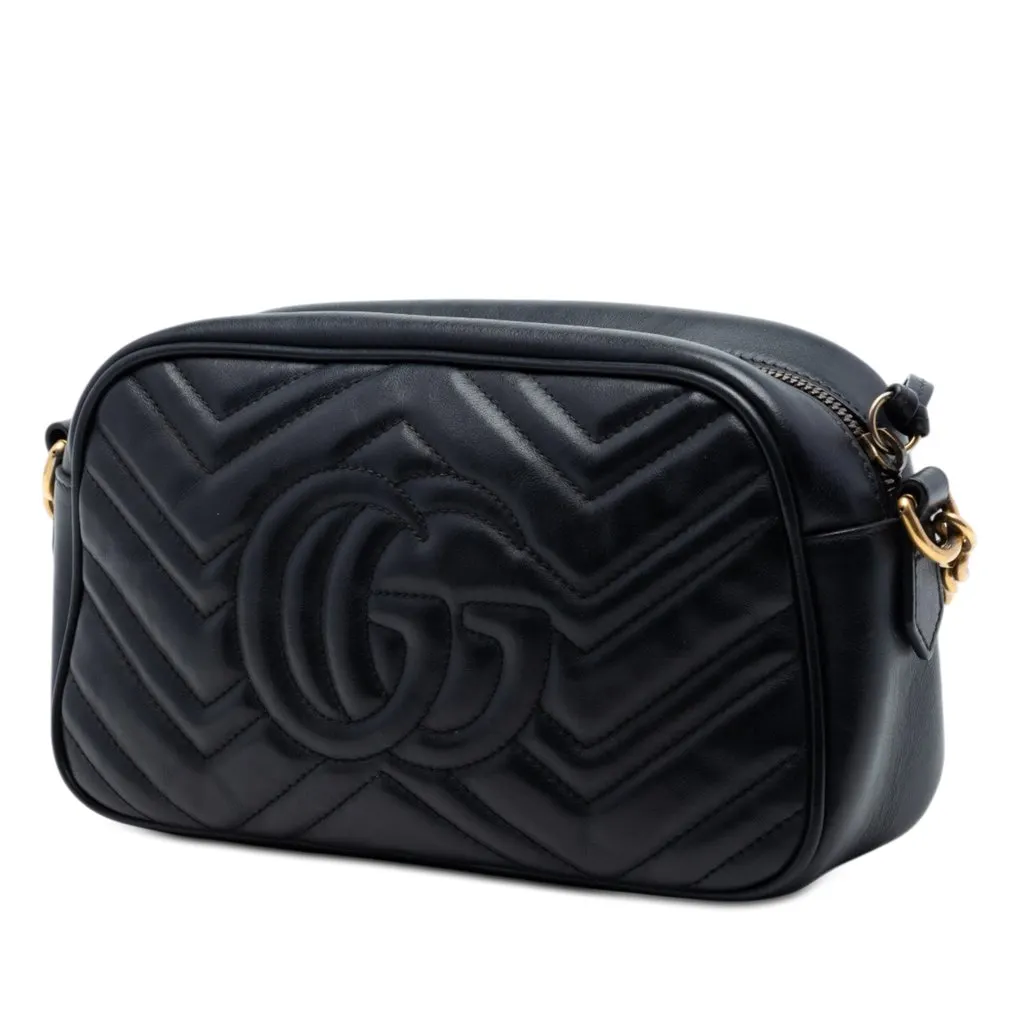 Gucci Small GG Marmont Matelasse Calfskin Crossbody Black Leather Very good - Back View