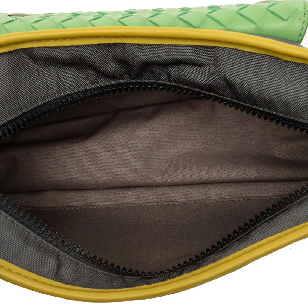 Bottega Veneta Nappa Intrecciato Trimmed Nylon Rudder Belt Bag Grey Polyamide Good - Model View