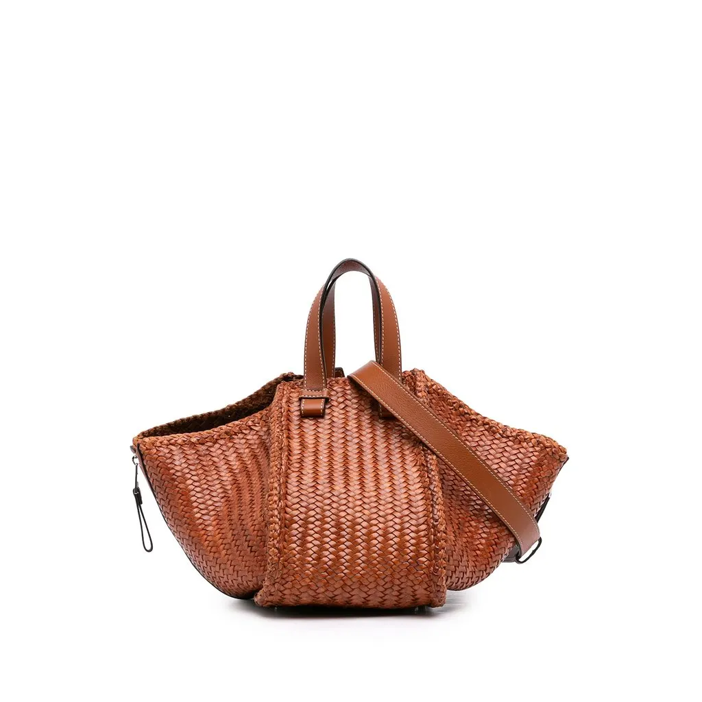 LOEWE Medium Woven Calfskin Hammock Satchel Brown Leather Very good - Front View