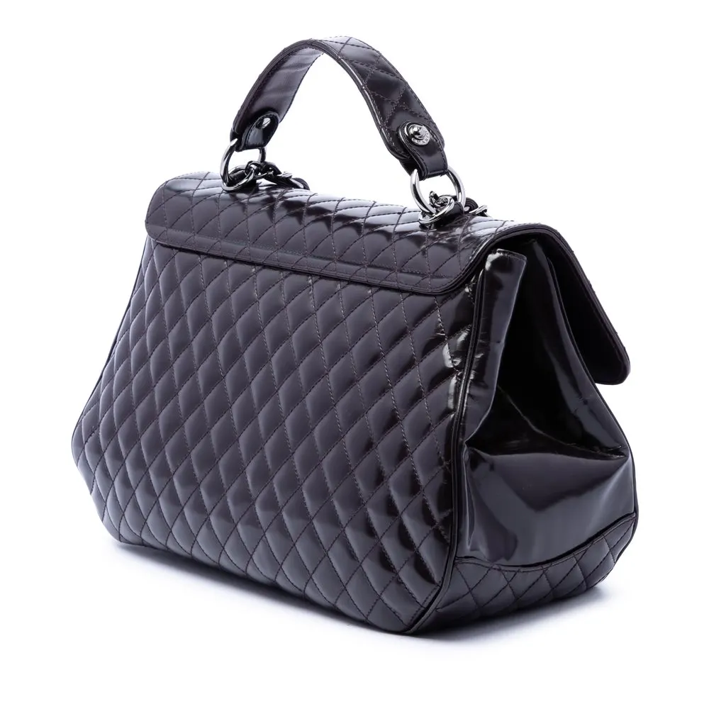 Chanel Quilted Glazed Calfskin Mademoiselle Lock Kelly Flap Purple Leather Very good - Back View