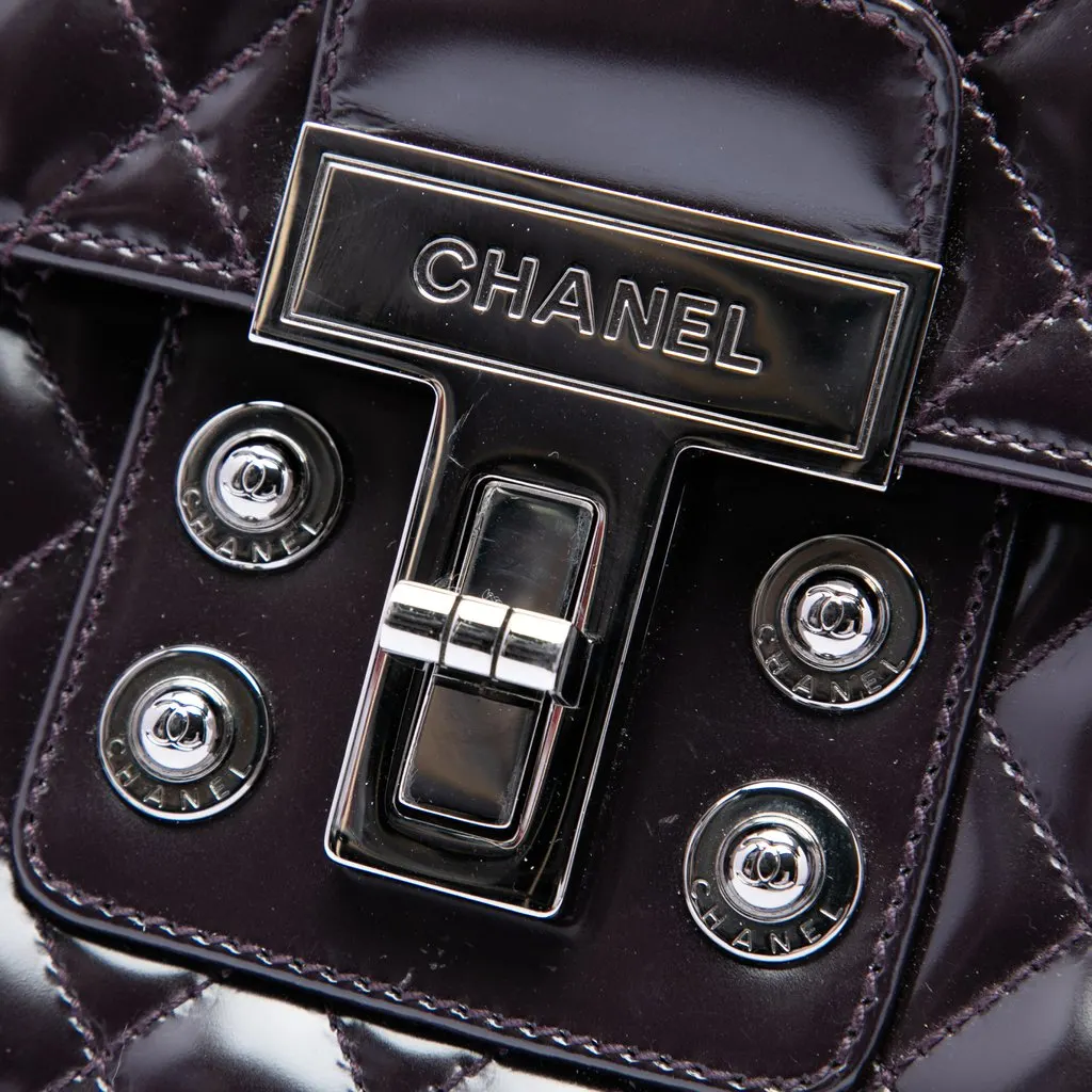 Chanel Quilted Glazed Calfskin Mademoiselle Lock Kelly Flap Purple Leather Very good - Box View