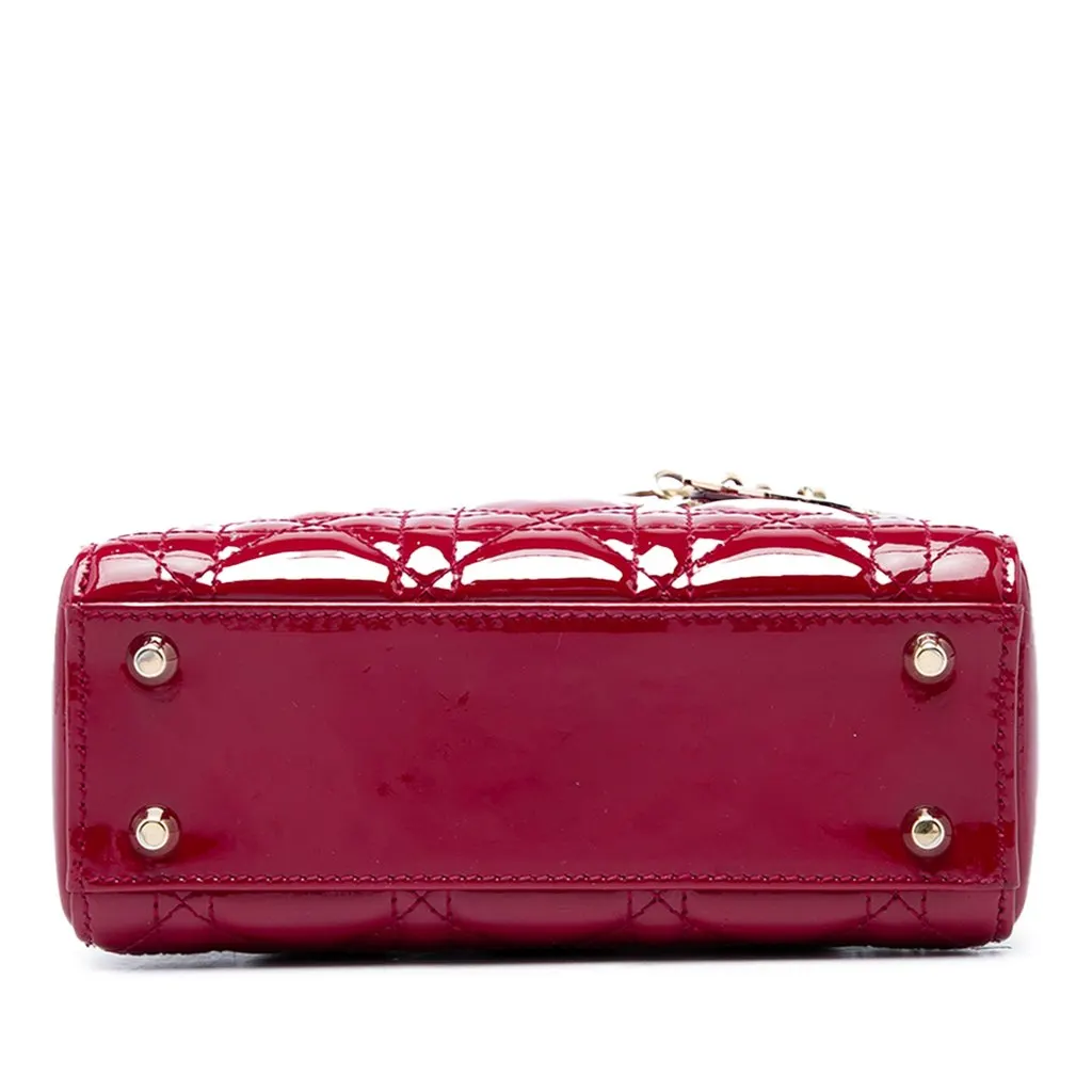 Dior Mini Patent Cannage Lady Dior Red Leather Very good - Inside View
