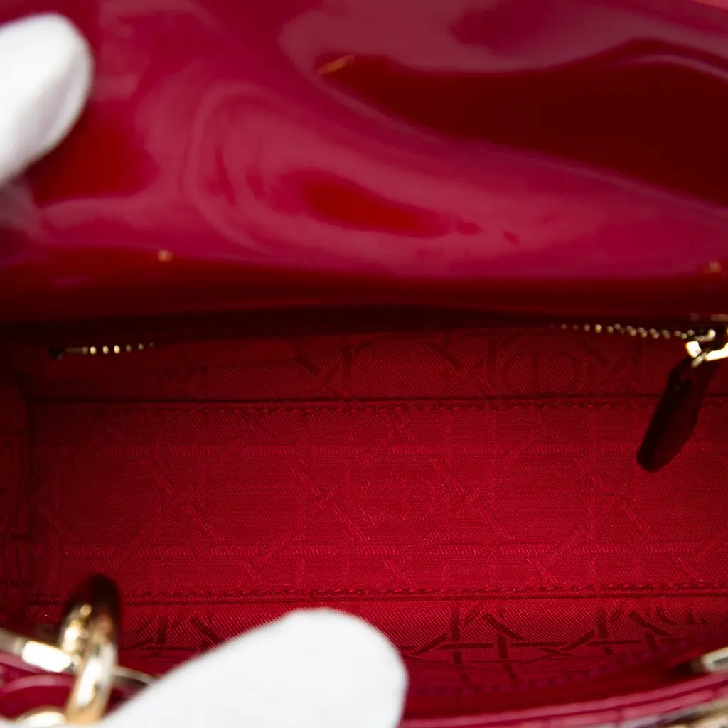 Dior Mini Patent Cannage Lady Dior Red Leather Very good - Model View