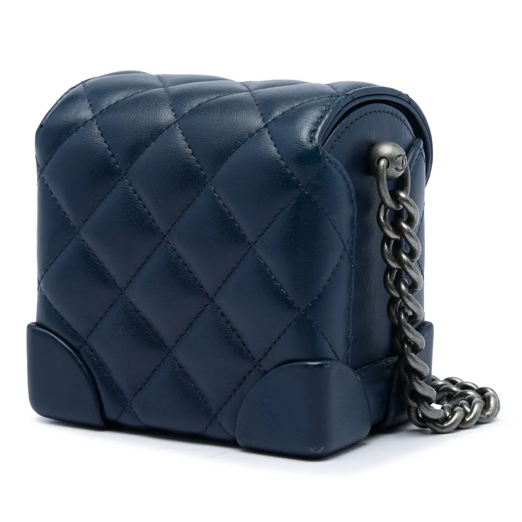 Chanel Mini CC Quilted Calfskin Trunk Flap Blue Leather Very good - Back View
