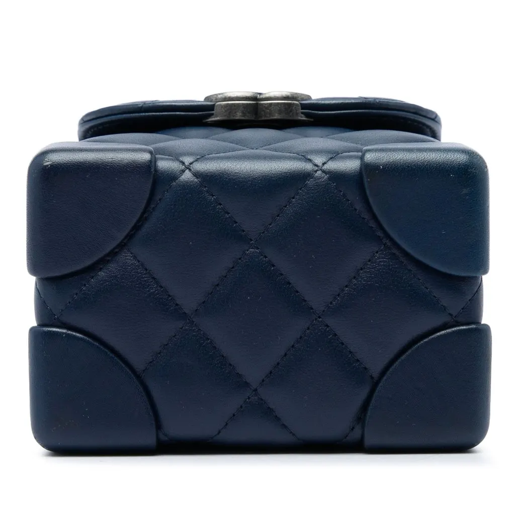 Chanel Mini CC Quilted Calfskin Trunk Flap Blue Leather Very good - Inside View