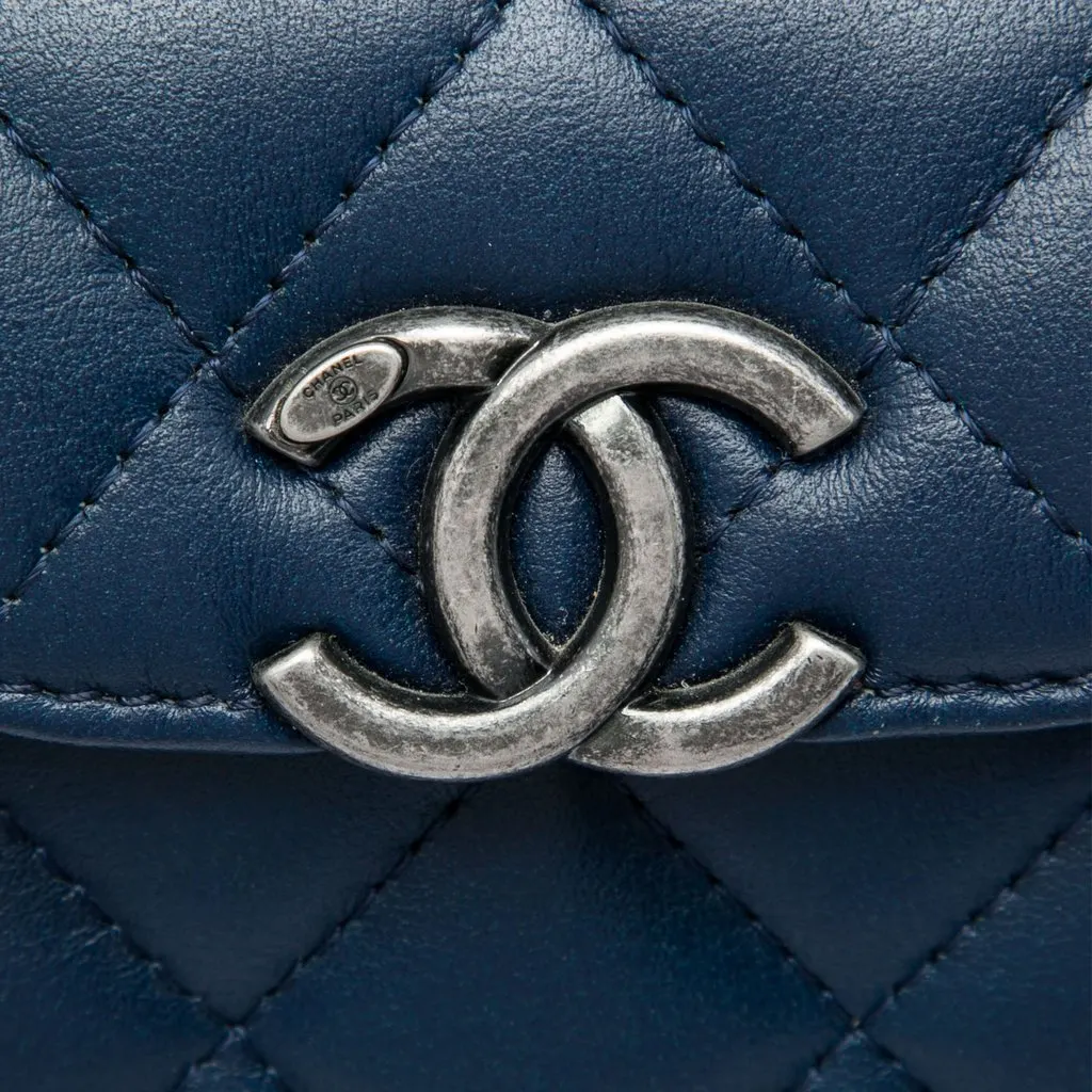 Chanel Mini CC Quilted Calfskin Trunk Flap Blue Leather Very good - Box View