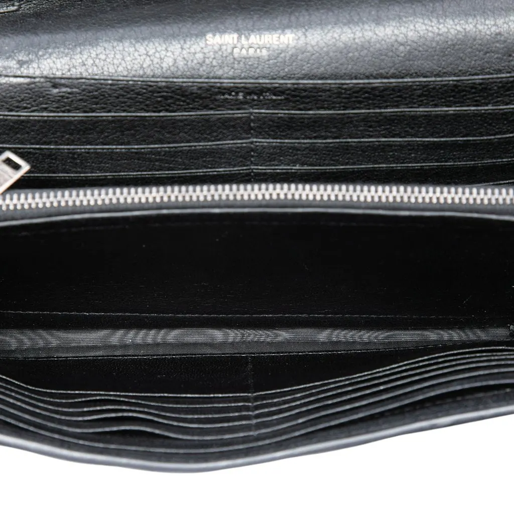 Saint Laurent Chevron Studded Sheepskin Monogram Envelope Chain Wallet Black Leather Very good - Model View
