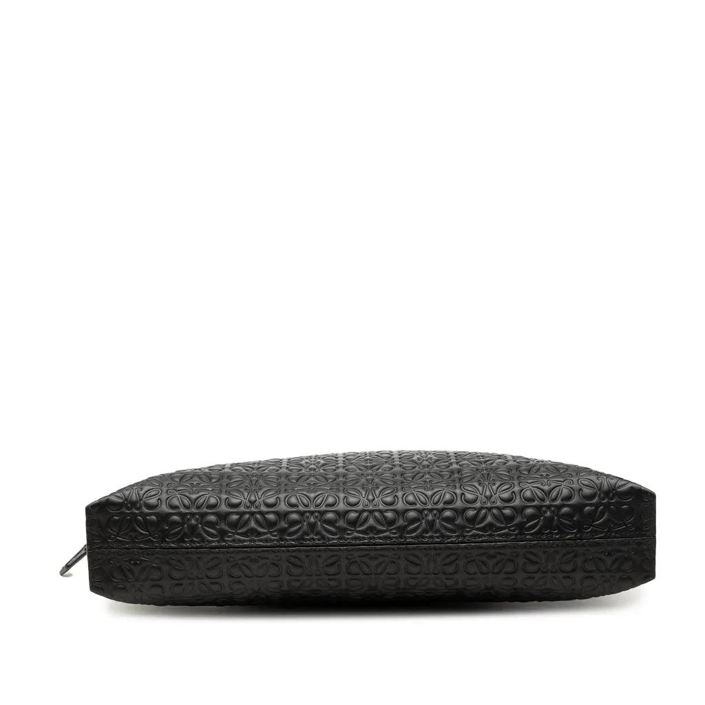 LOEWE Embossed Anagram Leather Repeat T Clutch Black Leather Very good - Inside View