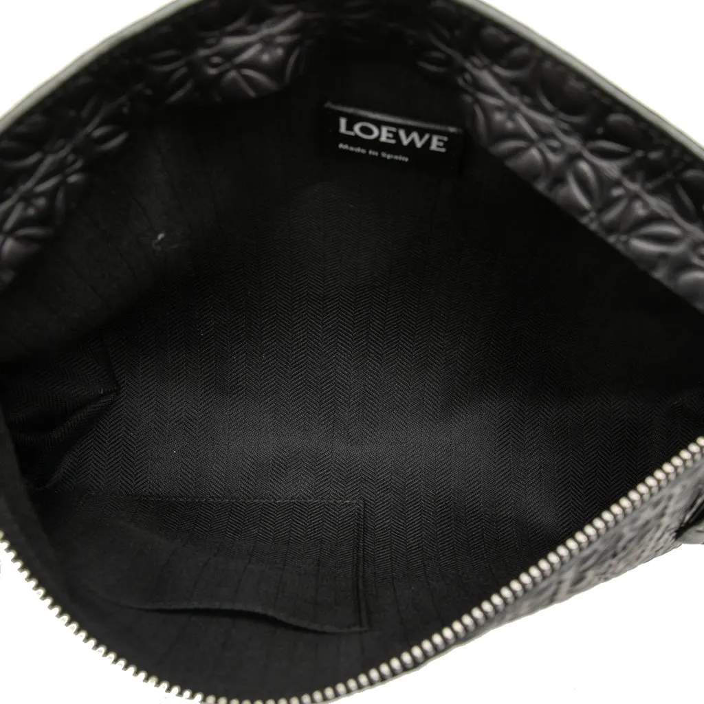 LOEWE Embossed Anagram Leather Repeat T Clutch Black Leather Very good - Model View