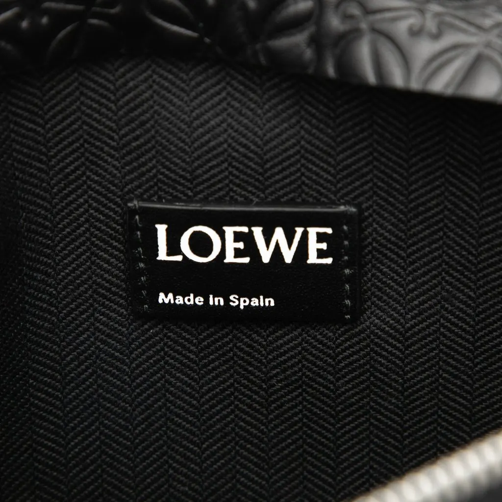 LOEWE Embossed Anagram Leather Repeat T Clutch Black Leather Very good - Box View