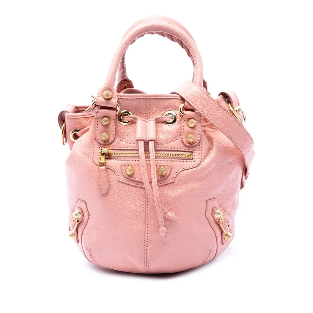 Balenciaga Mini Lambskin Motocross Giant 12 Pompon Bag Pink Leather Very good - Front View