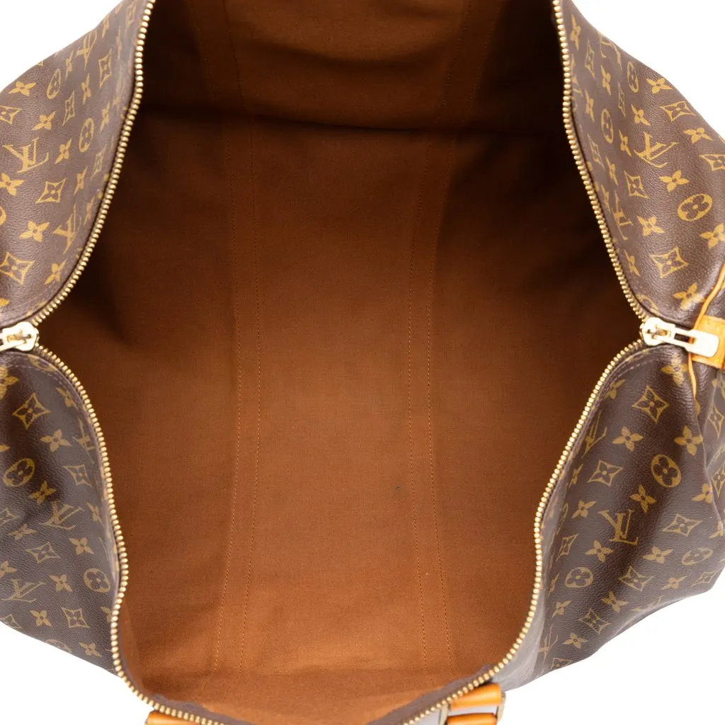 Louis Vuitton Monogram Keepall Bandouliere 60 Brown Canvas Good - Model View