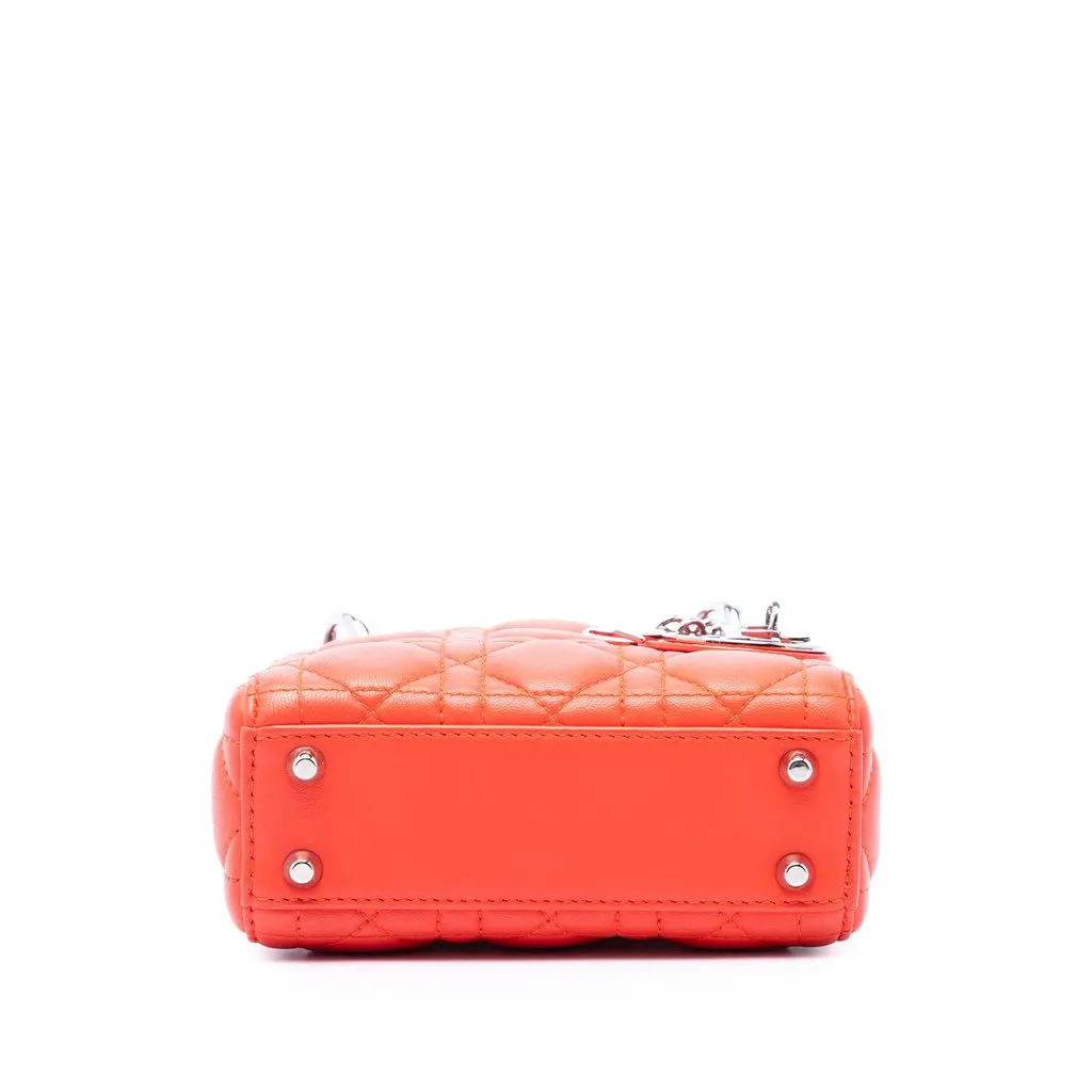 Dior Micro Lambskin Cannage Lady Dior Orange Leather Very good - Inside View