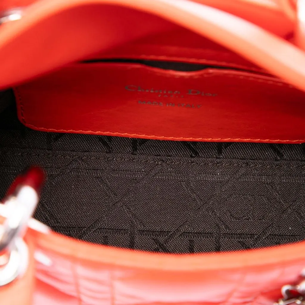 Dior Micro Lambskin Cannage Lady Dior Orange Leather Very good - Model View