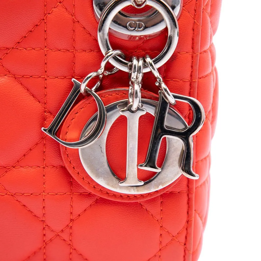 Dior Micro Lambskin Cannage Lady Dior Orange Leather Very good - Box View