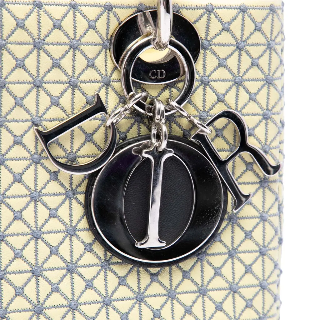 Dior Medium Embroidered Lambskin Microcannage Lady Dior Yellow Leather Very good - Box View