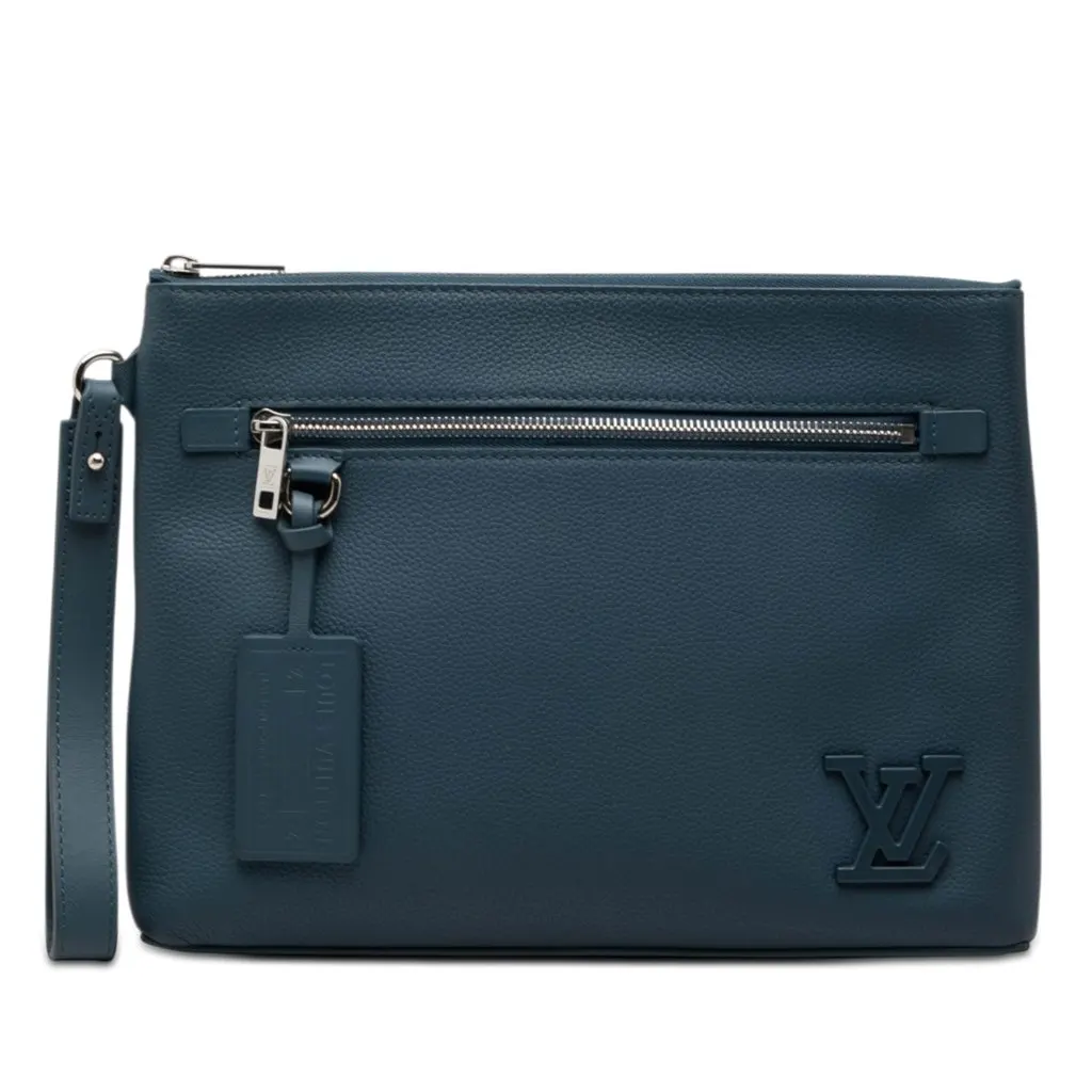 Louis Vuitton Aerogram Takeoff iPad Pouch Blue Leather Very good - Front View