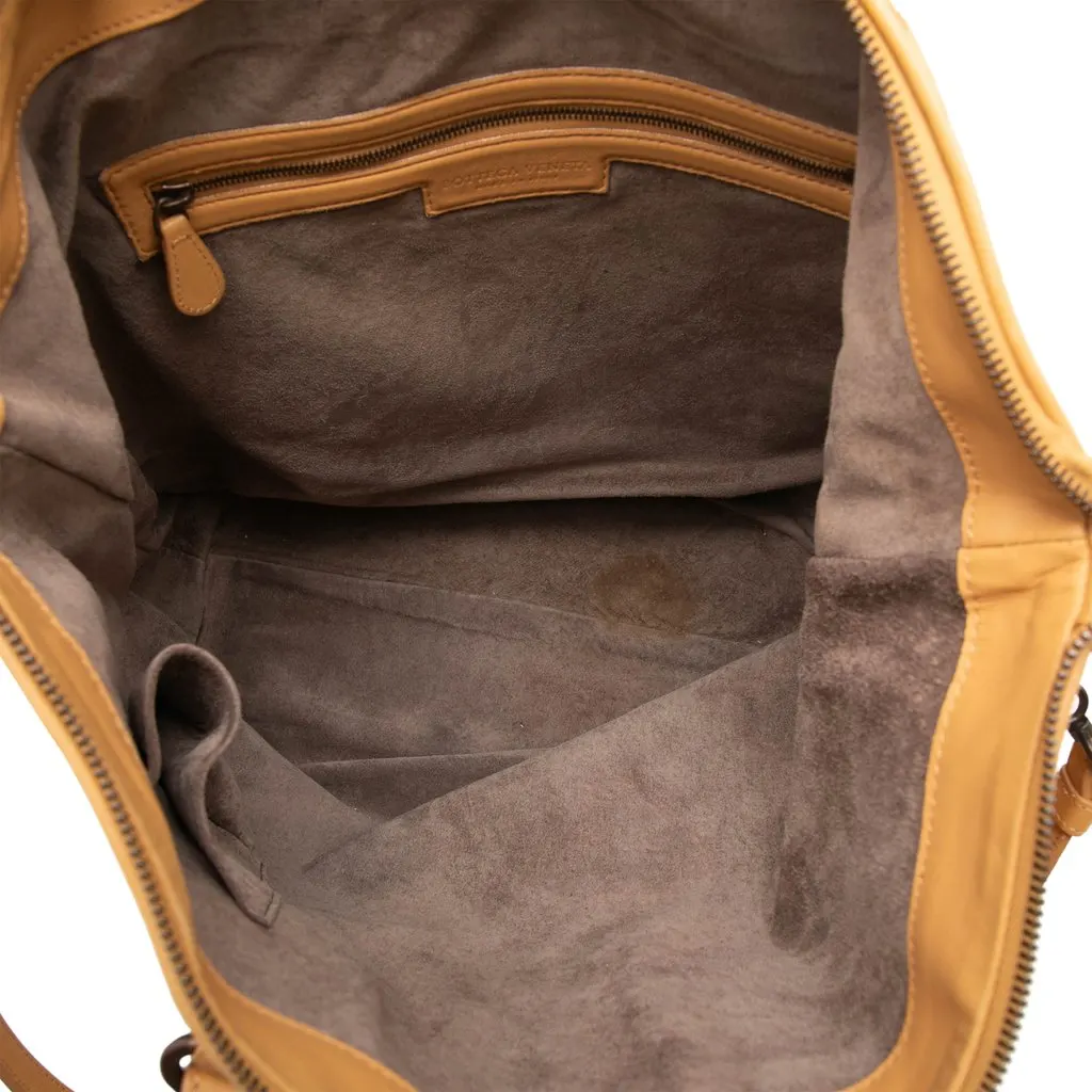 Bottega Veneta Bicolor Nappa Intrecciato Convertible Tote Brown Leather Very good - Model View