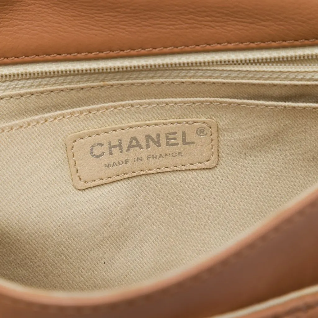 Chanel CC Quilted Calfskin Embossed Stitch Flap Brown Leather Very good - Box View