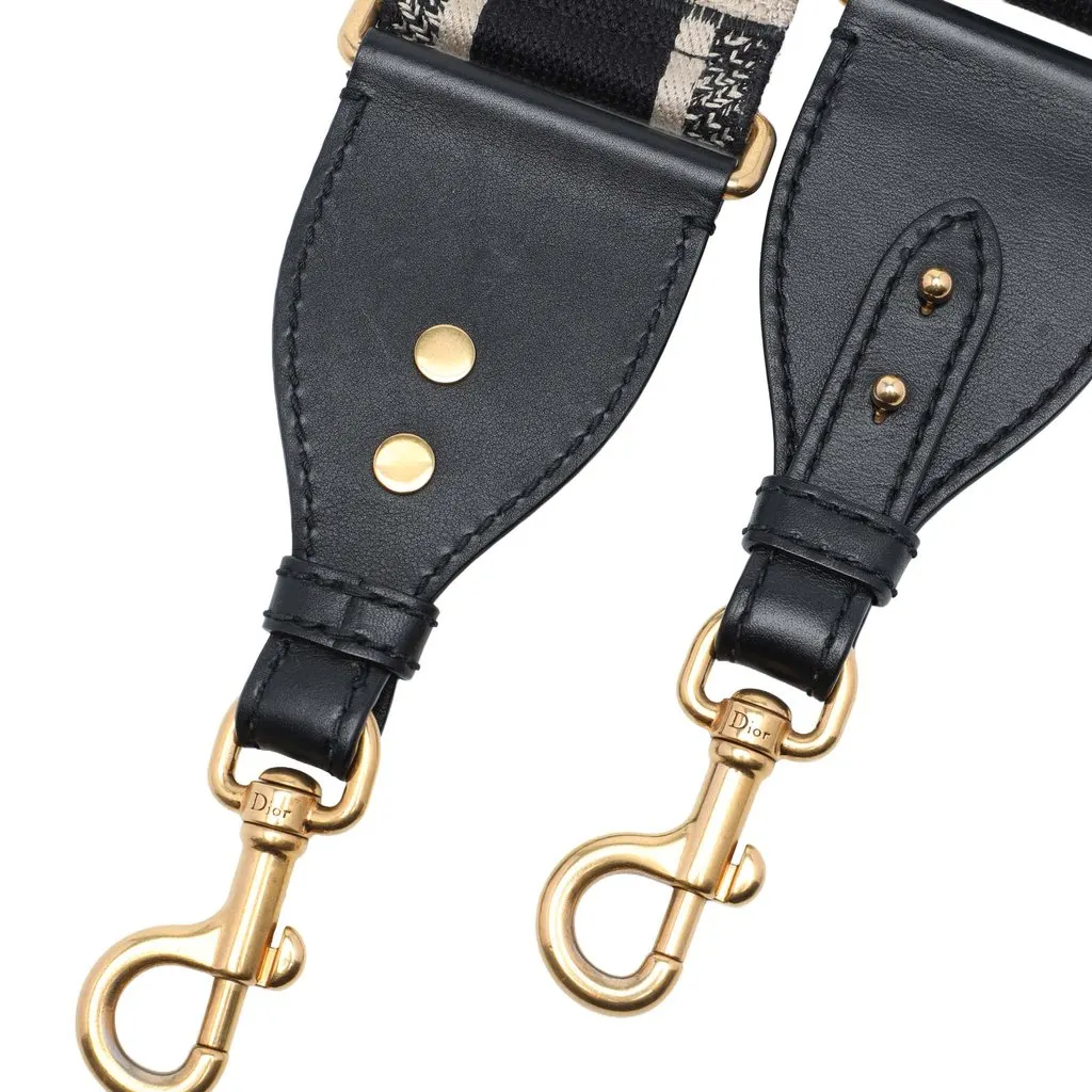 Dior Embroidered Canvas Bag Strap Black Very good - Back View