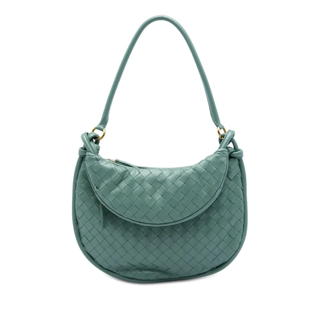 Bottega Veneta Medium Nappa Intrecciato Gemelli Hobo Green Leather Very good - Front View