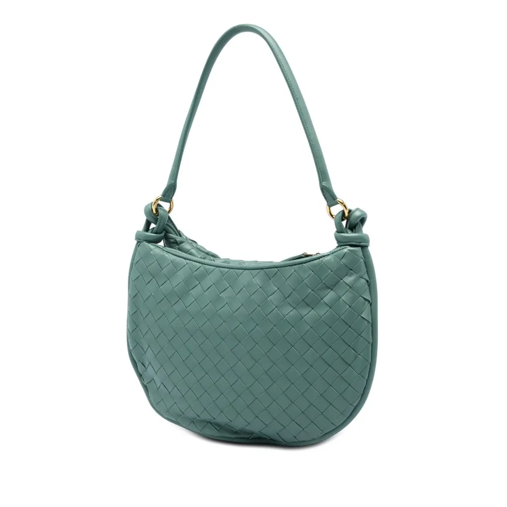 Bottega Veneta Medium Nappa Intrecciato Gemelli Hobo Green Leather Very good - Back View