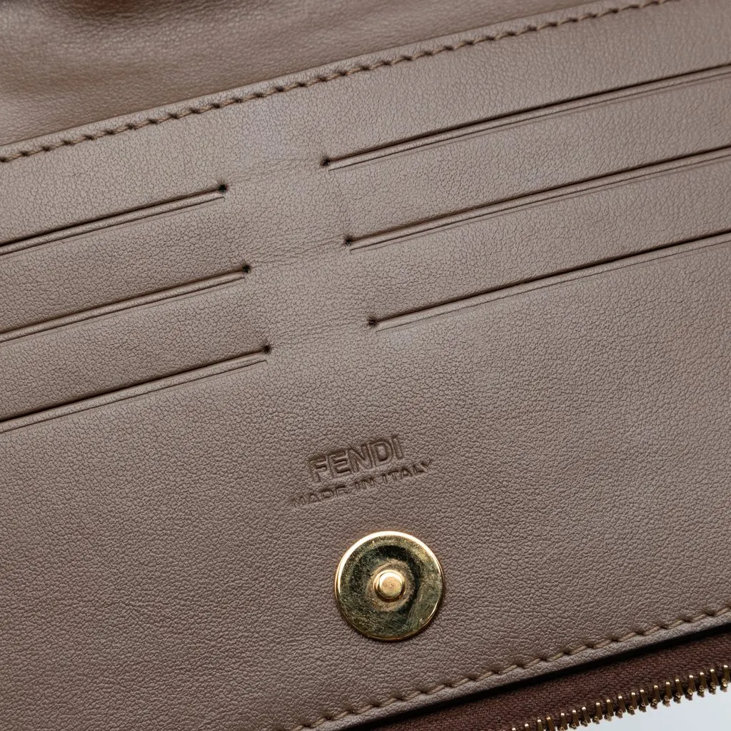 Fendi Micro Zucchino Coated Canvas Bifold Long Wallet Brown Very good - Box View