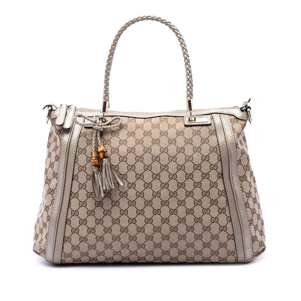 Gucci GG Canvas Bella Convertible Tote Beige Canvas Very good - Front View