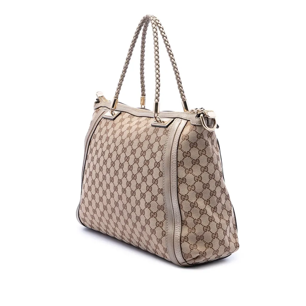 Gucci GG Canvas Bella Convertible Tote Beige Canvas Very good - Back View