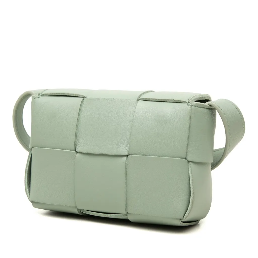 Bottega Veneta Candy Nappa Intrecciato Cassette Crossbody Green Leather Very good - Back View