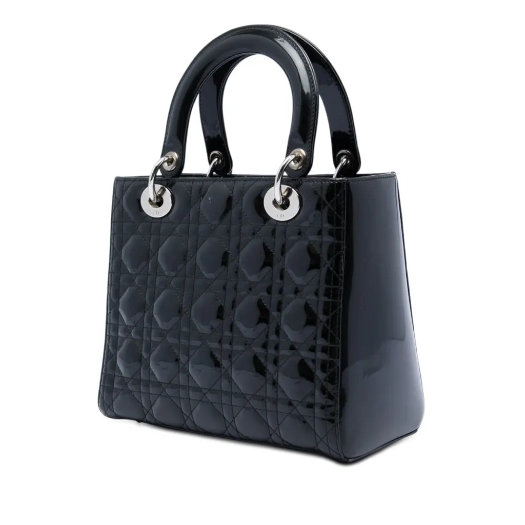 Dior Medium Patent Cannage Lady Dior Black Leather Very good - Back View