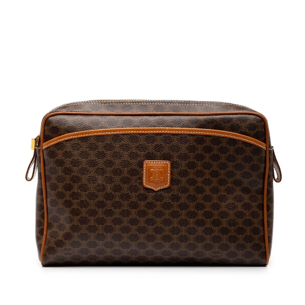 Celine Macadam Coated Canvas Clutch Brown Canvas Very good - Front View