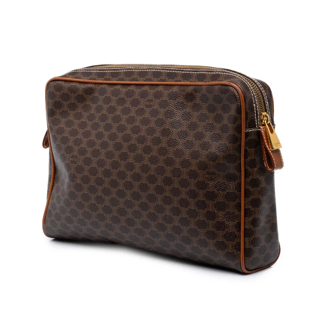 Celine Macadam Coated Canvas Clutch Brown Canvas Very good - Back View