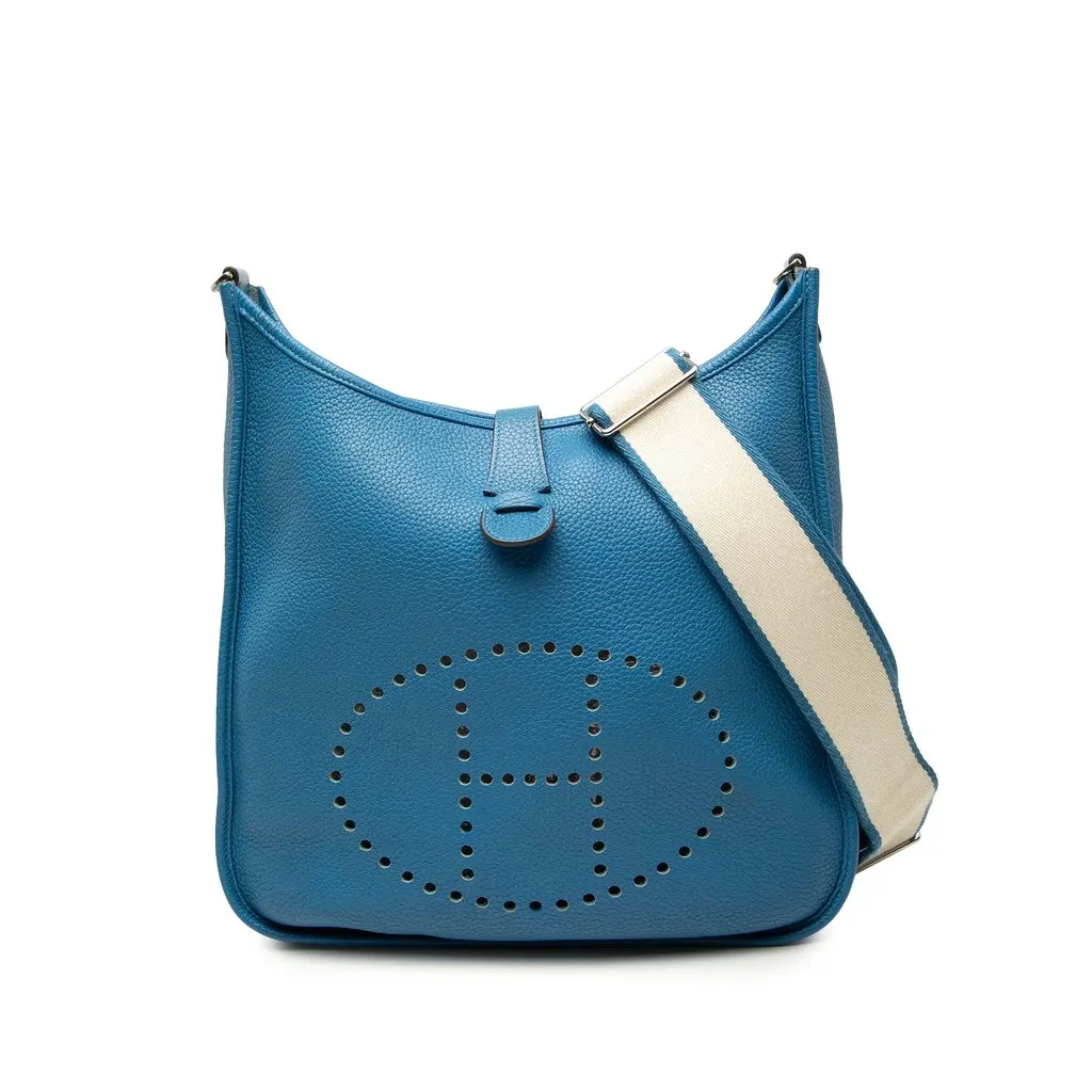 Hermès Clemence Evelyne III 33 Blue Leather Very good - Front View