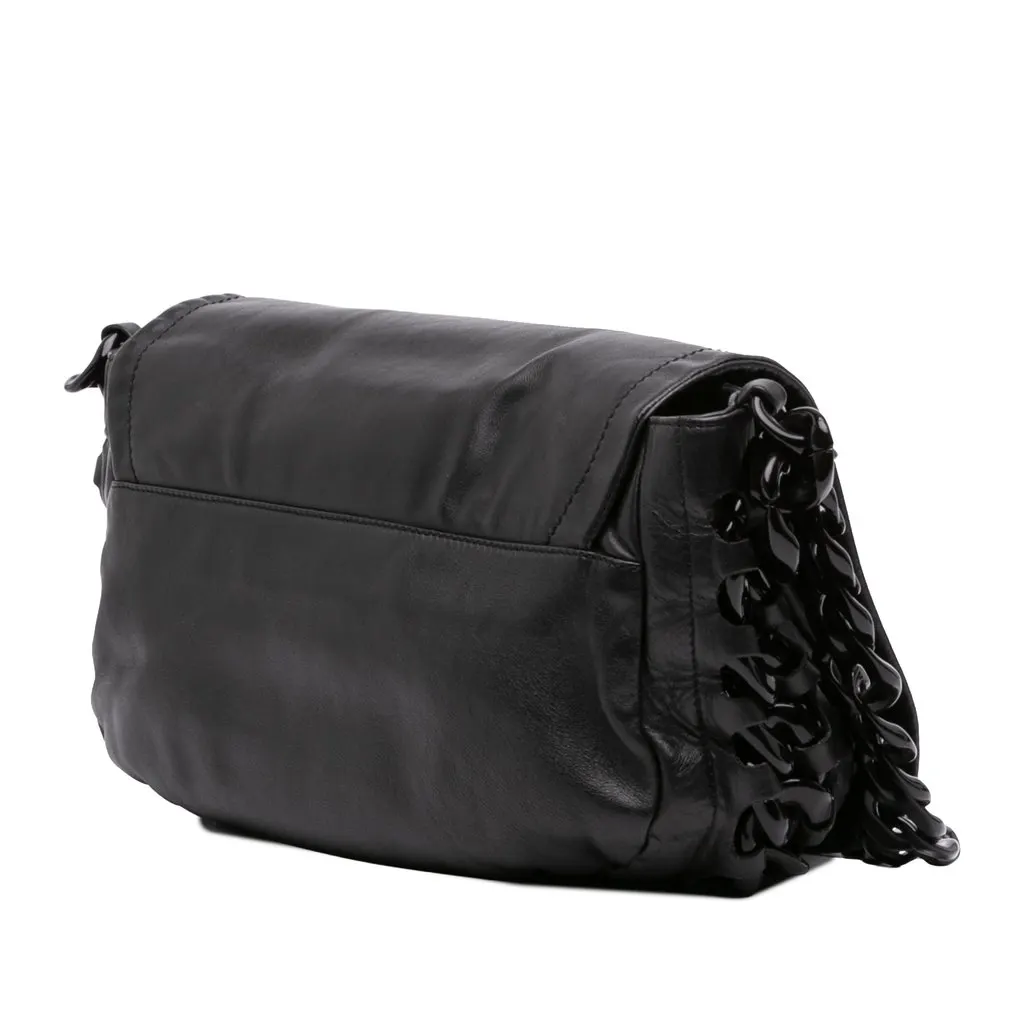 Chanel Calfskin Modern Chain Rhodoid Flap Black Leather Very good - Back View