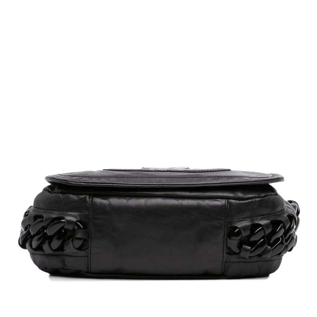 Chanel Calfskin Modern Chain Rhodoid Flap Black Leather Very good - Inside View