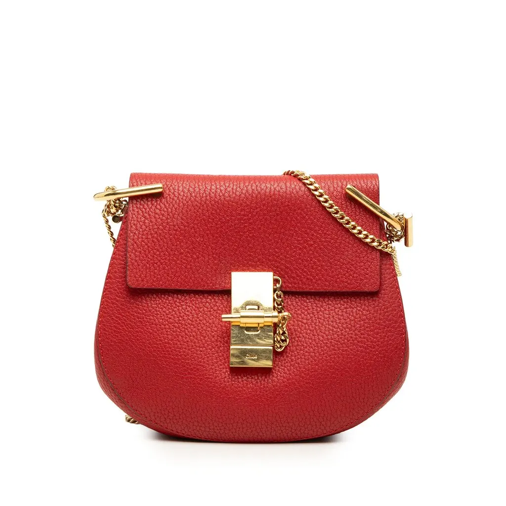 Chloé Mini Leather Drew Crossbody Red Leather Very good - Front View