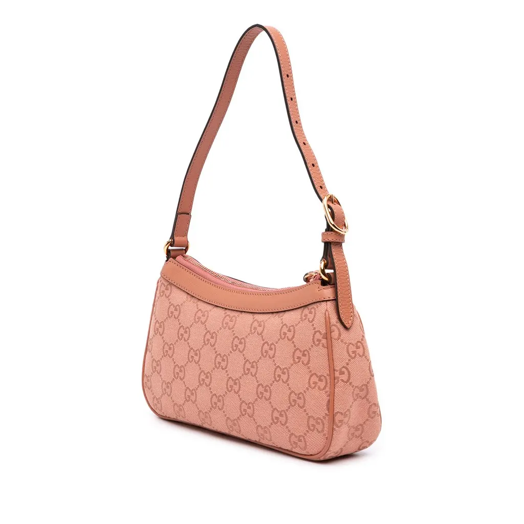 Gucci Small GG Canvas Ophidia Shoulder Bag Pink Very good - Back View