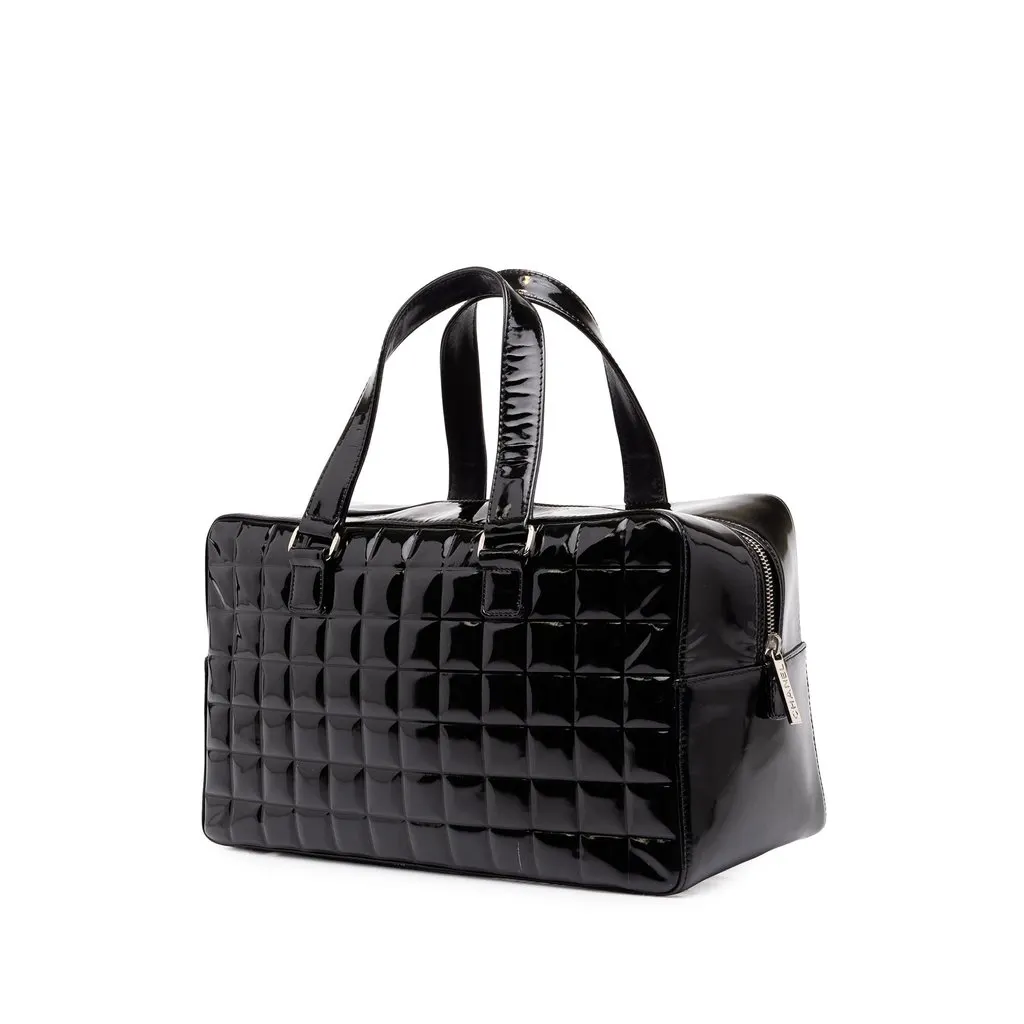 Chanel CC Chocolate Bar Patent Bowler Bag Black Leather Very good - Back View