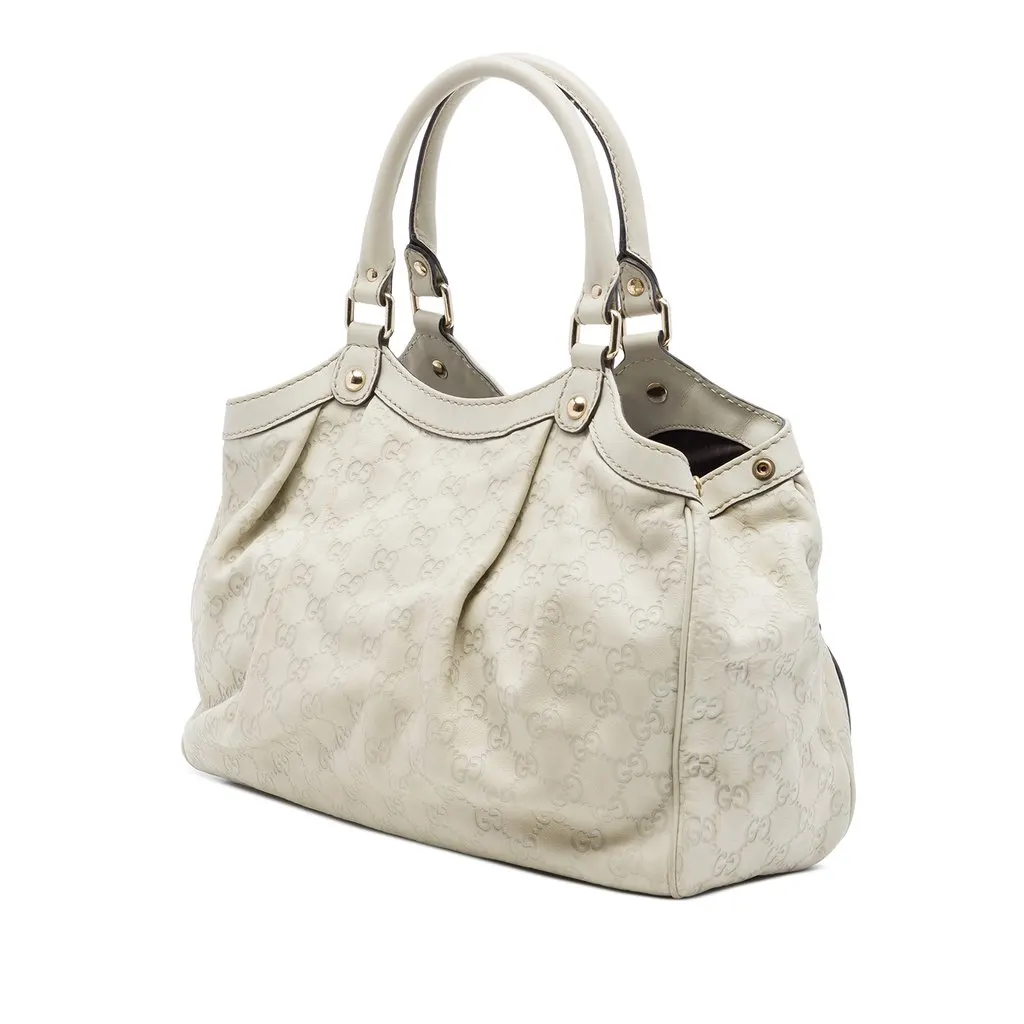 Gucci Medium Guccissima Sukey Tote White Leather Very good - Back View