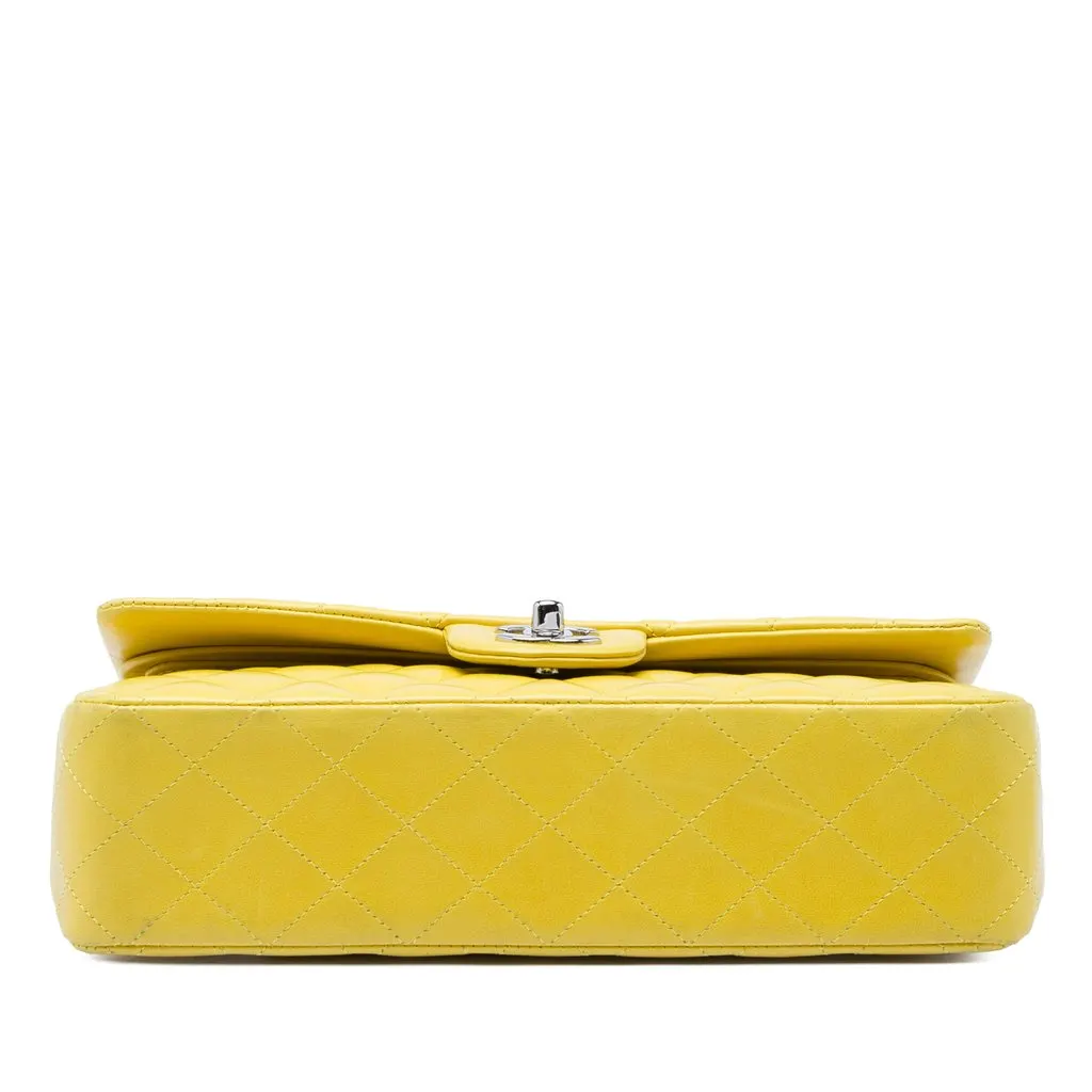 Chanel Medium Classic Lambskin Double Flap Yellow Leather Very good - Inside View