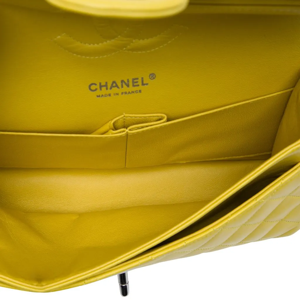 Chanel Medium Classic Lambskin Double Flap Yellow Leather Very good - Model View
