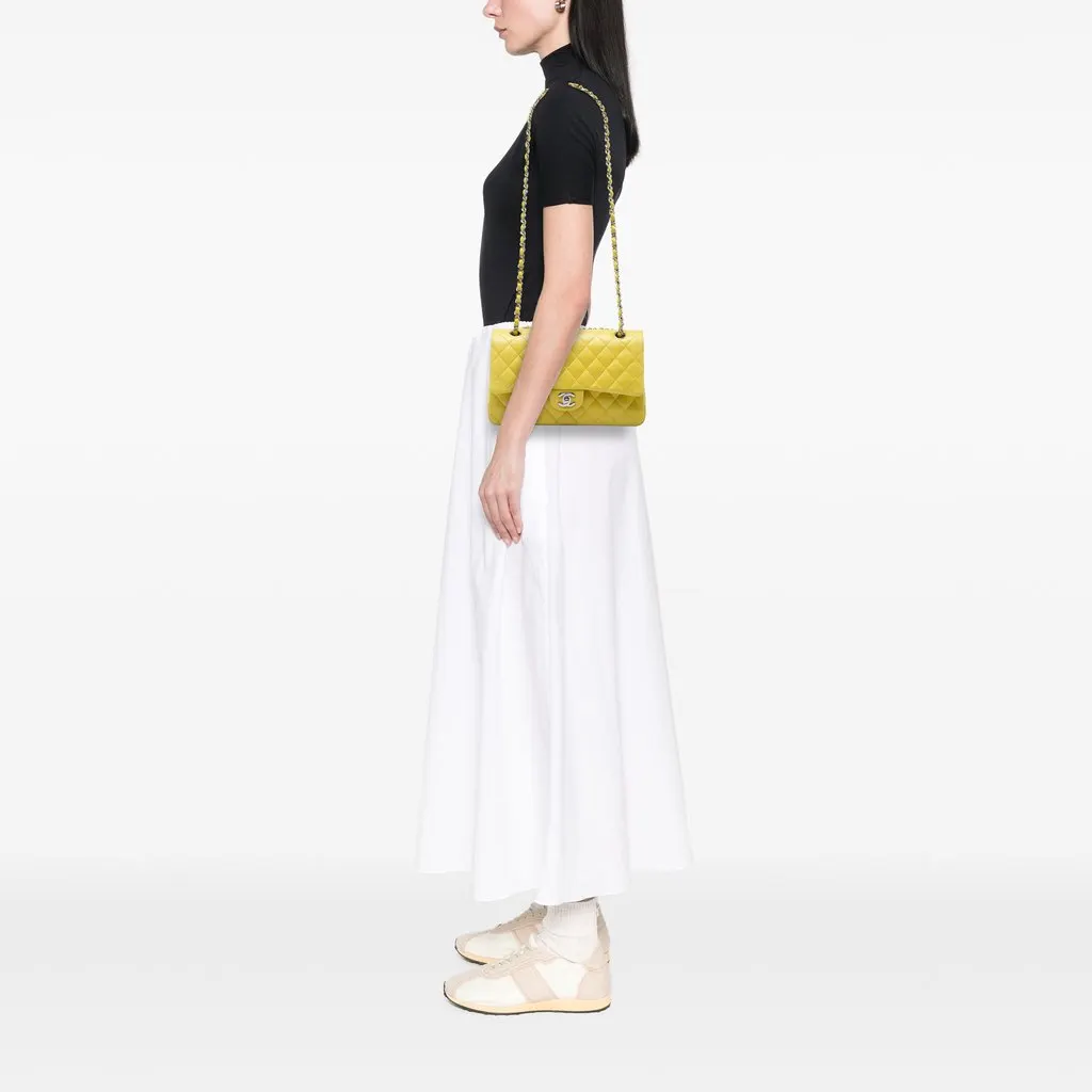 Chanel Medium Classic Lambskin Double Flap Yellow Leather Very good - Box View